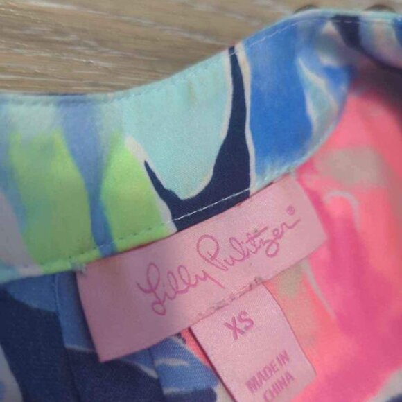 Lilly Pulitzer High Tide Navy Tropicolada Ariele Romper Size XS Xsmall - Picture 3 of 6